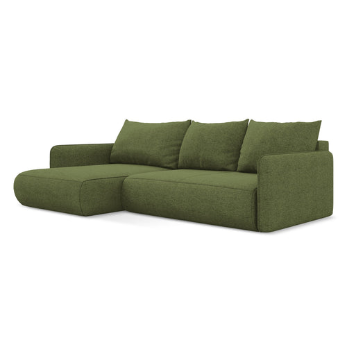 LaMiaSofa hoekbank links Palermo - chenille stof - flessengroen - 240x148x86