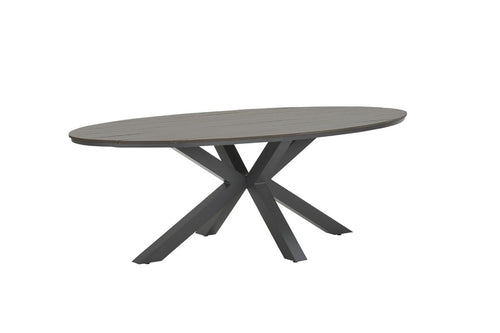 Edison tafel - ovaal - 220x115 cm - carbon black - grey teak Vironwood - vtwonen shop