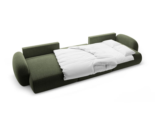 Cosmopolitan Design Converteerbare panoramische bank met opbergdoos Tonale 5-zits, chenille groente - 149x362x88cm