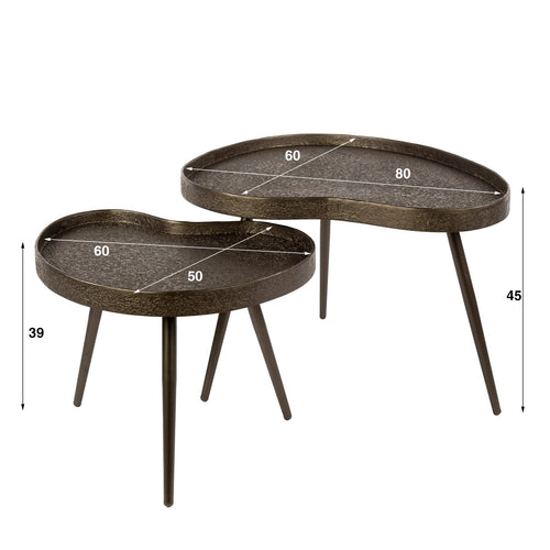 Giga Living Salontafel Contour - Niervormig Brons Metaal - Set Van 2