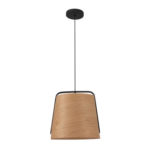 Faro Stood - 1 Light Dome plafondlamp zwart en kersenhout, E27