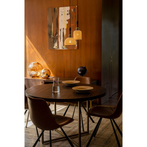 Dutchbone Class Eettafel Rond 120 cm Acaciahout - Bruin - vtwonen shop