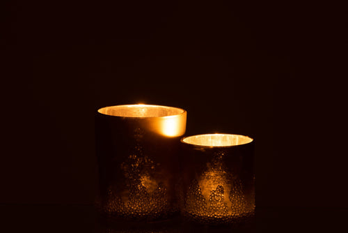 J-Line windlicht Suiker - goud - large - 2 stuks