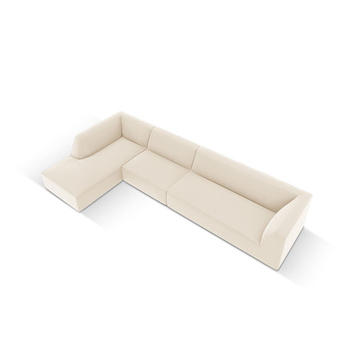 Cosmopolitan Design - Modulaire hoekbank links Siena 5-zits, imitatieleer lichtbeige - 180x366x69cm