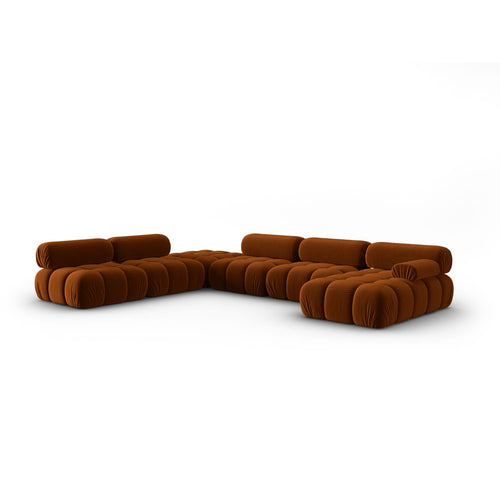 Cosmopolitan Design - Modulaire panoramische hoekbank links Cortina 7-zits, flueel terracotta - 282x376x70cm