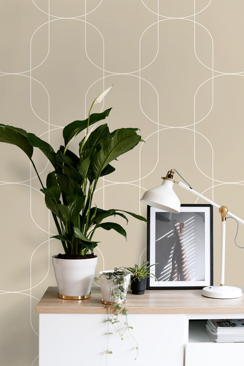 ESTAhome behang geometrische vormen beige - 50 x 900 cm - 139649