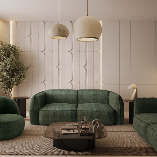 Sia Home - Rechte bank LIVIA - Fluweel weefsel - Olijfgroen - 196cm - vtwonen shop