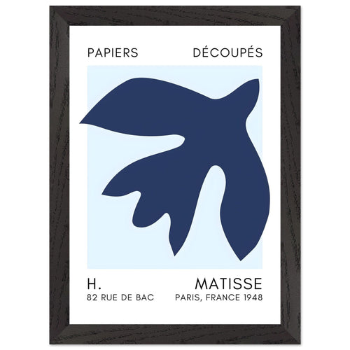 Artfulprints Poster met Lijst Matisse – Floating forms navy blue I   - A4 21x29.7 cm - Blauw