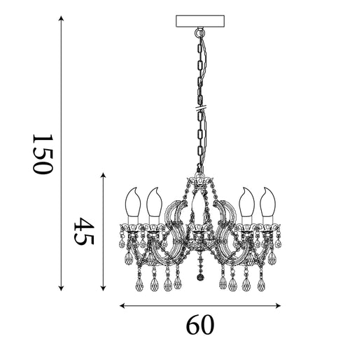 Searchlight hanglamp Utah - 8 lichts - 60  x 150   cm - goud transparant