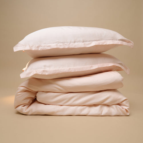 Coco & Cici - TENCEL Sateen Dekbedovertrek Perzik Wit - 260x220 + 2 kussenslopen 60x70