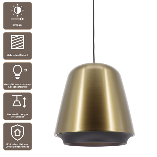 Artdelight hanglamp Santiago - 1 lichts - 35  x 175   cm - brons - zwart