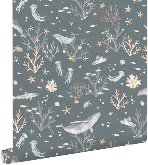 ESTAhome behang onderwaterwereld blauwgroen - 50 x 900 cm - 131258 - vtwonen shop