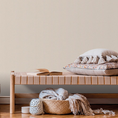 Sanders & Sanders behang visgraat-motief beige - 53 cm x 10 m - 640527