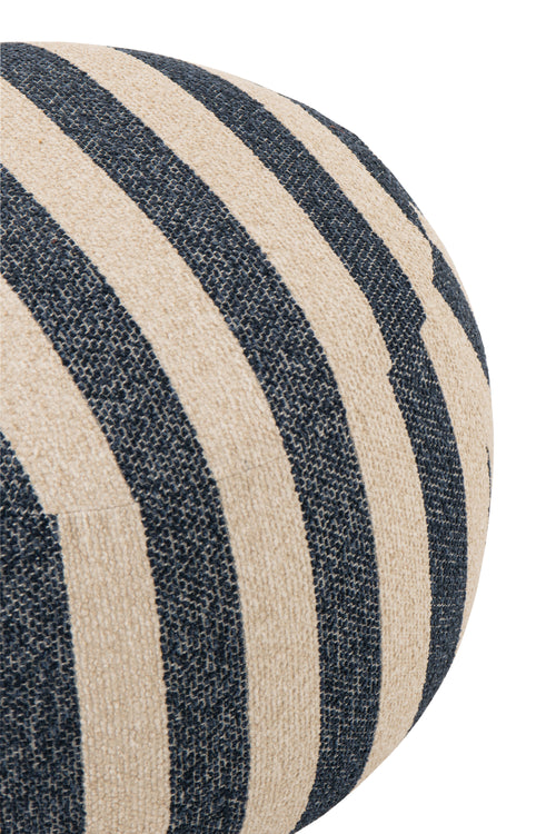 J-Line poef Gestreept - textiel - blauw/gebroken wit