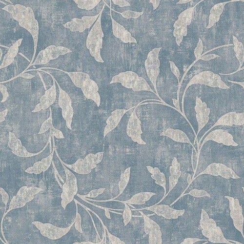 Borastapeter behang bladeren vergrijsd blauw - 53 cm x 10.05 m - 660255 - vtwonen shop