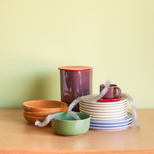 Hübsch lunchbord Amare - steenpoeder - ø23xh2cm