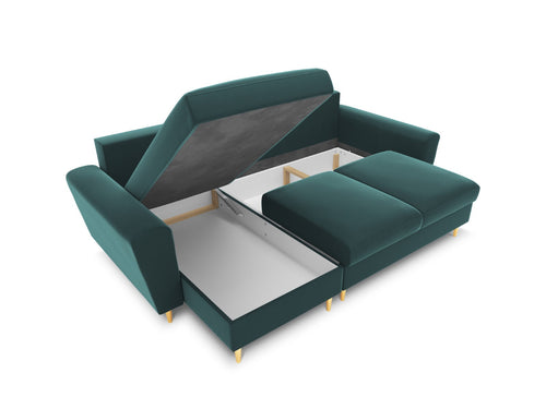 Cosmopolitan Design Omkeerbare converteerbare hoekbank met opbergdoos Kyoto 4-zits, flueel olie - 145x241x88cm
