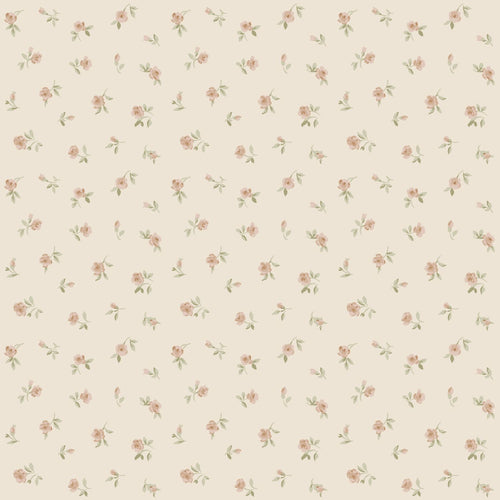 ESTAhome behang vintage bloemetjes beige, roze en groen - 50 x 900 cm - 132219