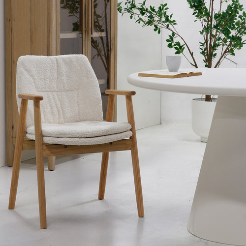 DÉJA Living Eetkamerstoel Amelie - Eikenhout/Polyester - Beige - Set van 2 - vtwonen shop