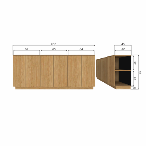 WOOOD Zuma dressoir - Push-To-Open - Eiken - Transparant - 85x22x45 - vtwonen shop