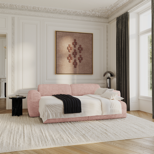 Sia Home - Rechte bank YUMA - Fluweel met structuur - Vintage roze - 240cm - vtwonen shop