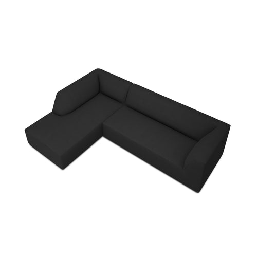 Cosmopolitan Design - Modulaire hoekbank links Siena 4-zits, structurele stof zwart - 180x273x69cm