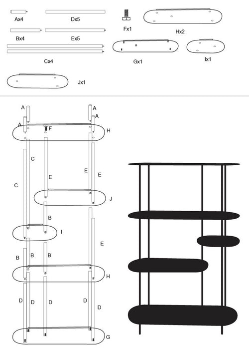 Mauro Ferretti boekenkast - 118x31x139 cm - ottanio