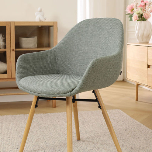 Nolon Noa-Mae Eetkamerstoel Saliegroen - Armleuning - Witte Poten - vtwonen shop