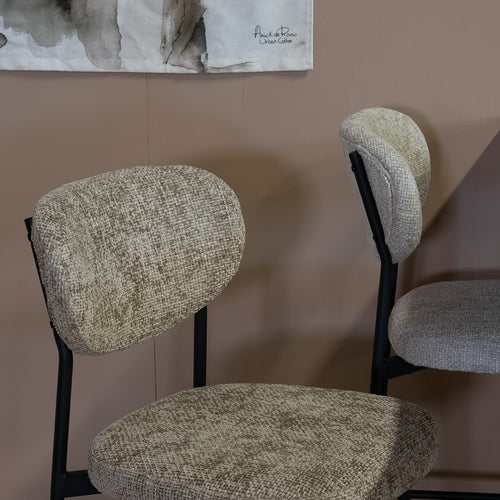 Giga Meubel Barkruk Vajen - Stof/Metaal - Taupe - Set van 2