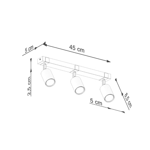 Sollux Lighting Plafondlamp FAGER 3 zwart - 54x6x17,2cm
