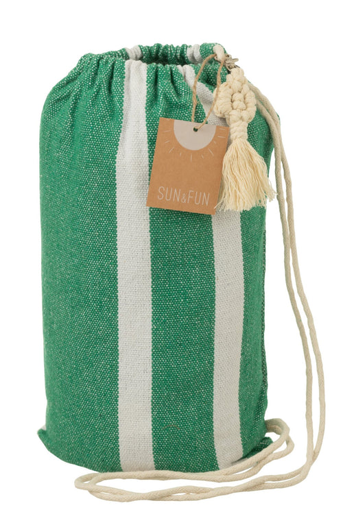 J-Line hangmat Strepen - katoen/polyester - donkergroen/wit