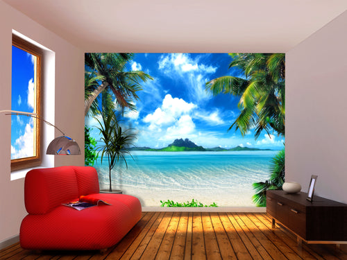 Sanders & Sanders fotobehang zeezicht blauw en groen - 360 x 270 cm - 600493 - vtwonen shop