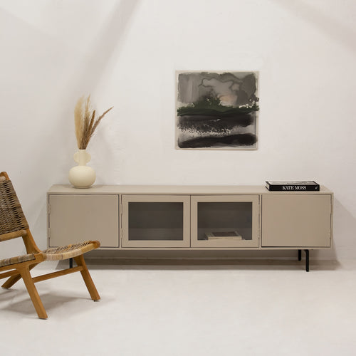 Giga Meubel Tv-Meubel Gita - Mangohout/Metaal/Glas - Taupe - 200cm - vtwonen shop