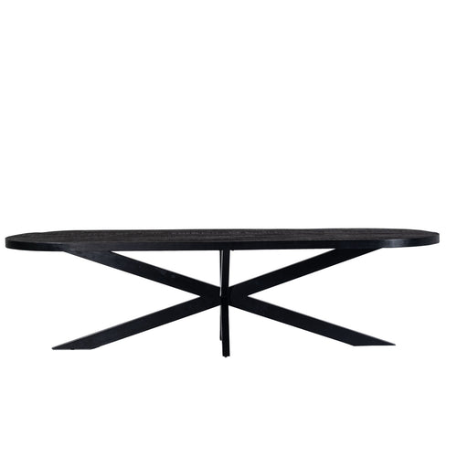 Giga Meubel Eettafel Barn - Zwart Mangohout Metaal - 300x100x78cm - vtwonen shop