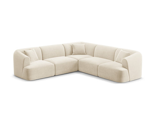 Cosmopolitan Design Symmetrische modulaire hoekbank Campi 6-zits, flueel lichtbeige - 255x255x70cm