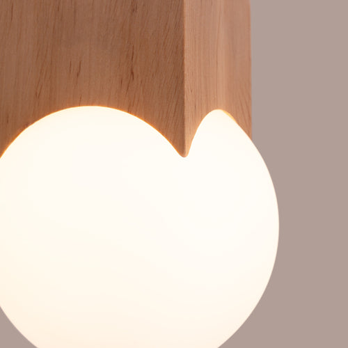 Sollux Lighting Plafondlamp SOLIS natuurlijk hout - 12x12x19cm