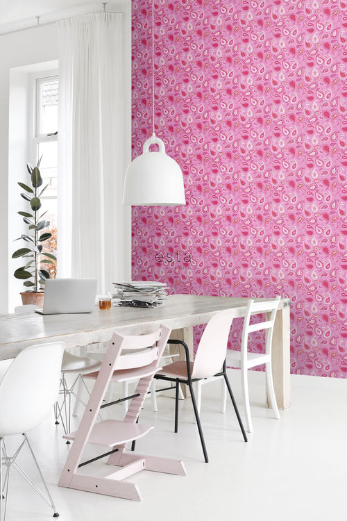 ESTAhome behang paisley fuchsia roze - 53 cm x 10.05 m - 115737