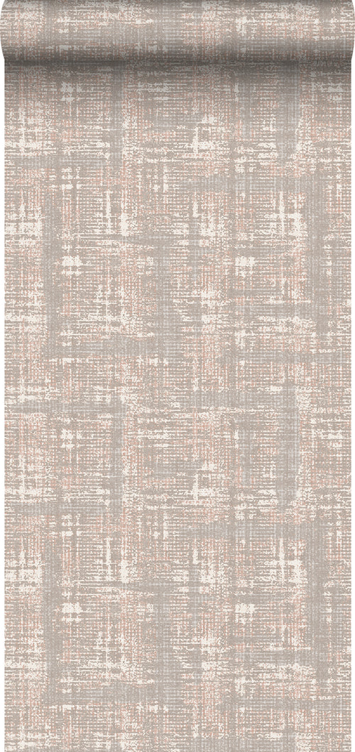 Sanders & Sanders behang linnenstructuur grijs roze - 53 cm x 10 m - 640261 - vtwonen shop