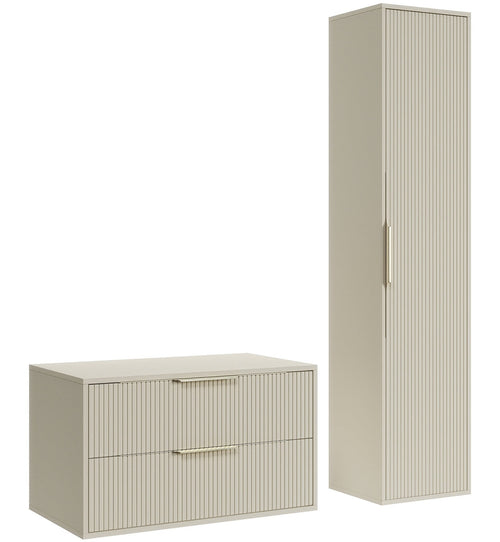 Badplaats Wastafelkast Rimini 80 cm – Beige – Badmeubel met Kolomkast