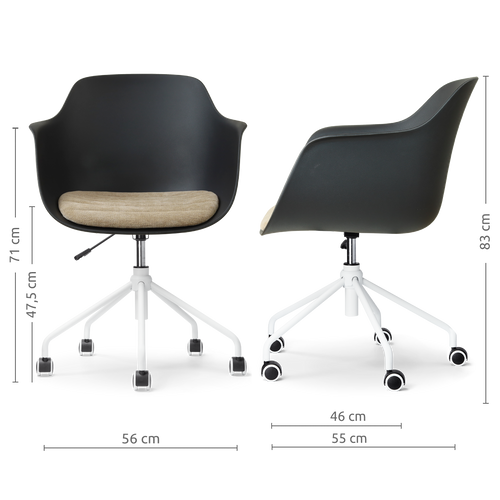 Nolon Nout-Liz eetkamerstoel zwart met nougatbruin zitkussen - wit onderstel