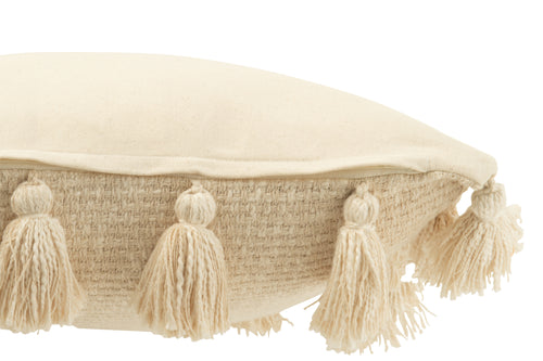 J-Line kussen Gewoven Kwasten - katoen - beige - vtwonen shop