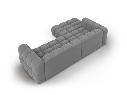 Cosmopolitan Design Modulaire hoekbank links Sky 4-zits, flueel, lichtgrijs - 162x272x70cm
