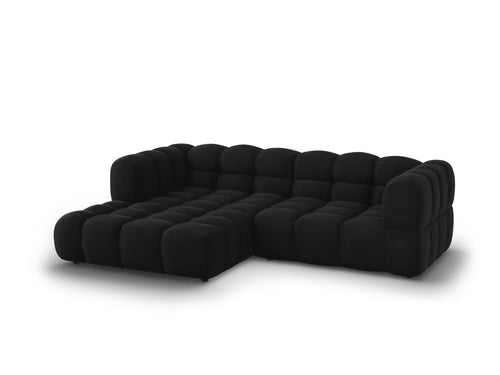 Cosmopolitan Design Modulaire hoekbank links Sky 3-zits, flueel, zwart - 162x244x70cm
