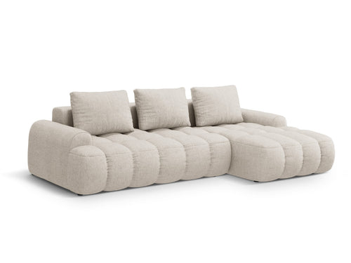 Cosmopolitan Design Converteerbare hoekbank rechts met opbergdoos Linz 3-zits, structurele stof beige - 142x275x84cm