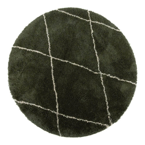 Interieur05 Berber Rond vloerkleed hoogpolig Groen/Cream - scandinavisch - nea