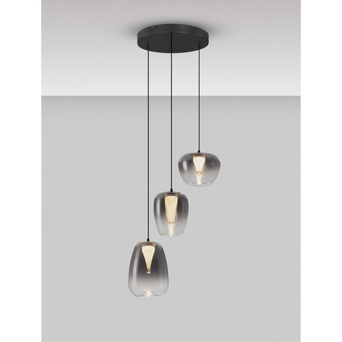 Nova Luce OBLO Hanglamp met clusterdesign, rookgrijs, matzwart, LED 10W 600lm 3000K