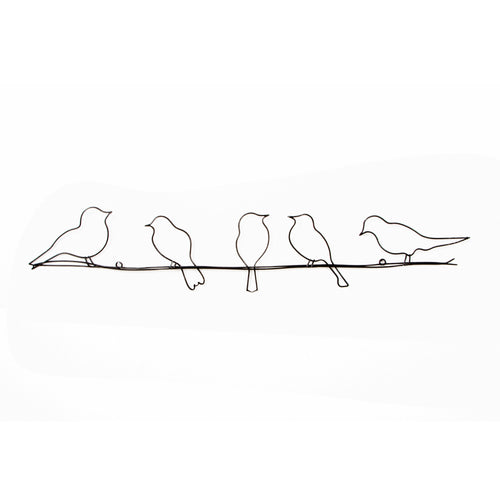 Art for the Home Metal Art - Vogeltjes op draad - Donkergrijs - 60x12,5cm - vtwonen shop