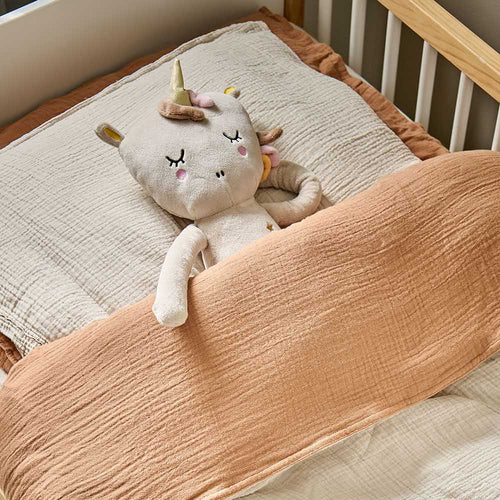 Petite Amélie Dekbedovertrekset – 120x150 cm – Biologisch Mousseline Katoen – Caramel - vtwonen shop