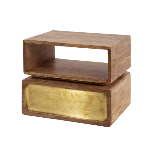 Giga Meubel Nachtkastje Brass - Naturel Hout - 40x30x33cm - vtwonen shop