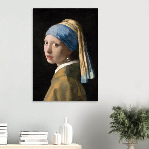 Artfulprints Canvas Johannes Vermeer – Meisje met de parel canvas - 100x150 cm - Blauw